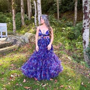 Elegant Purple Floral Women's Dress